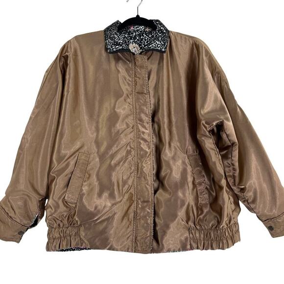 Vintage Metallic Floral/Black GDT TOO Reversible 90s Bomber Jacket One Size - Picture 9 of 13